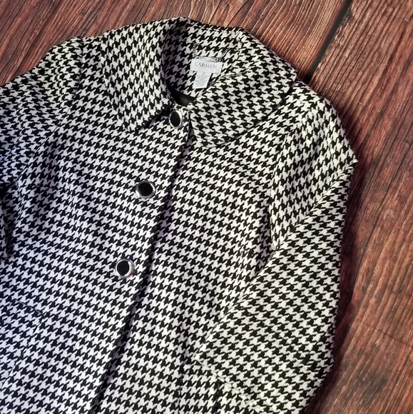 Carmen Marc Valvo Houndstooth Coat - Picture 14 of 16